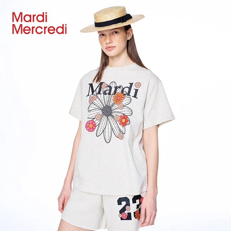 Mardi Mercredi【夏日穿搭】雏菊多花短袖t恤宽松显瘦时尚欧若风YY