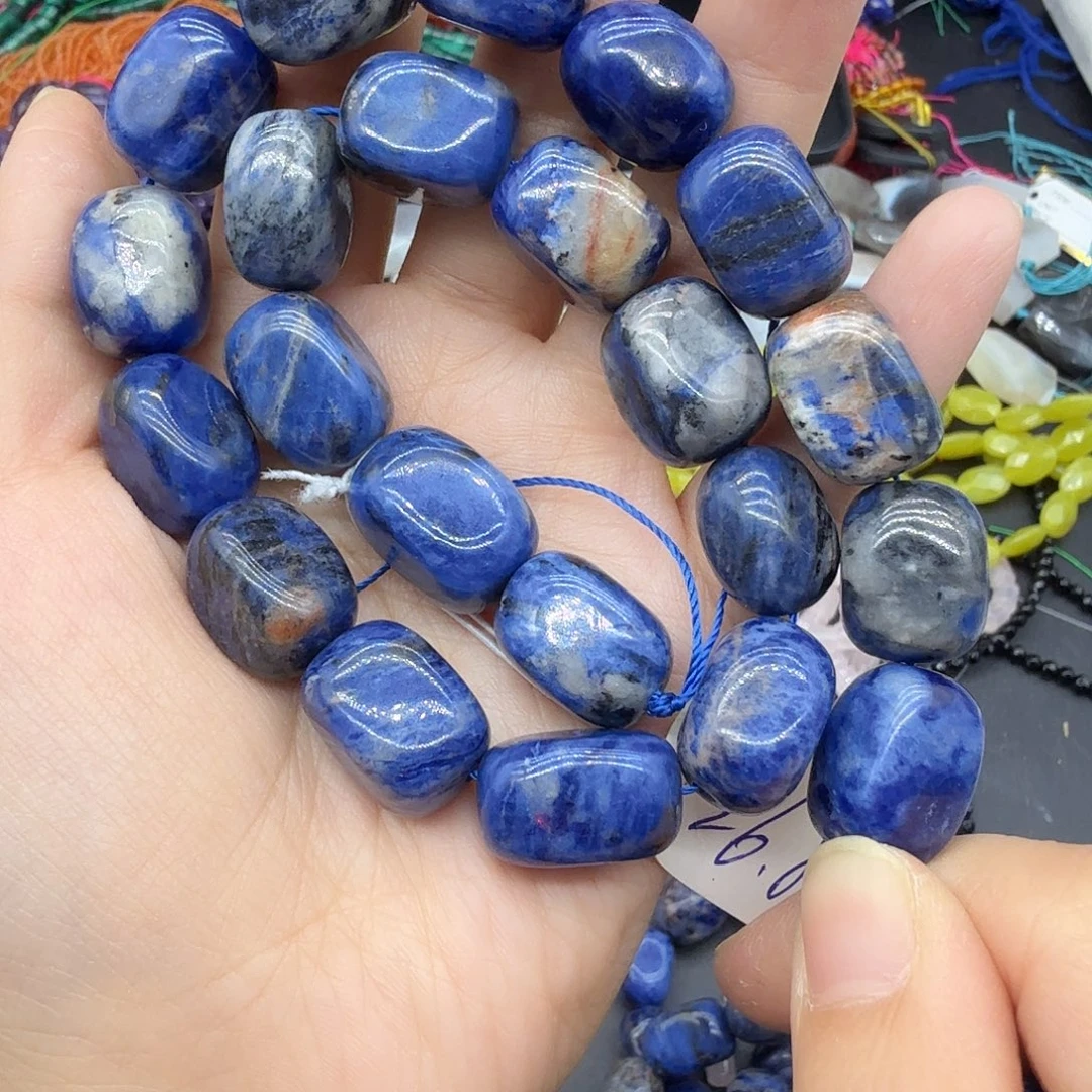 水晶未镶嵌珠宝半成品13×18橙蓝纹随形一条