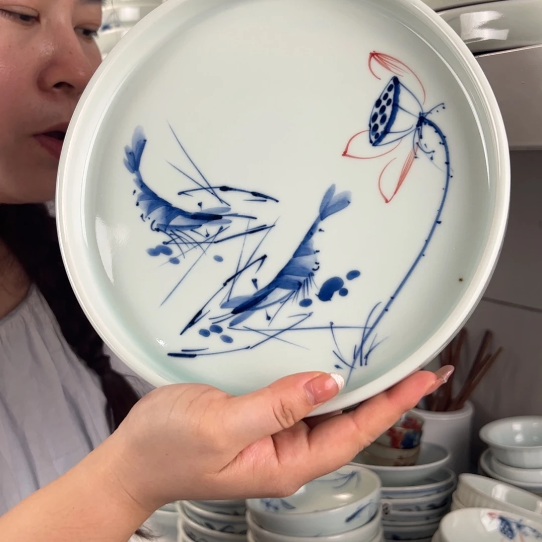 碗微瑕手绘8.3寸直边盘（随机图案单只装）