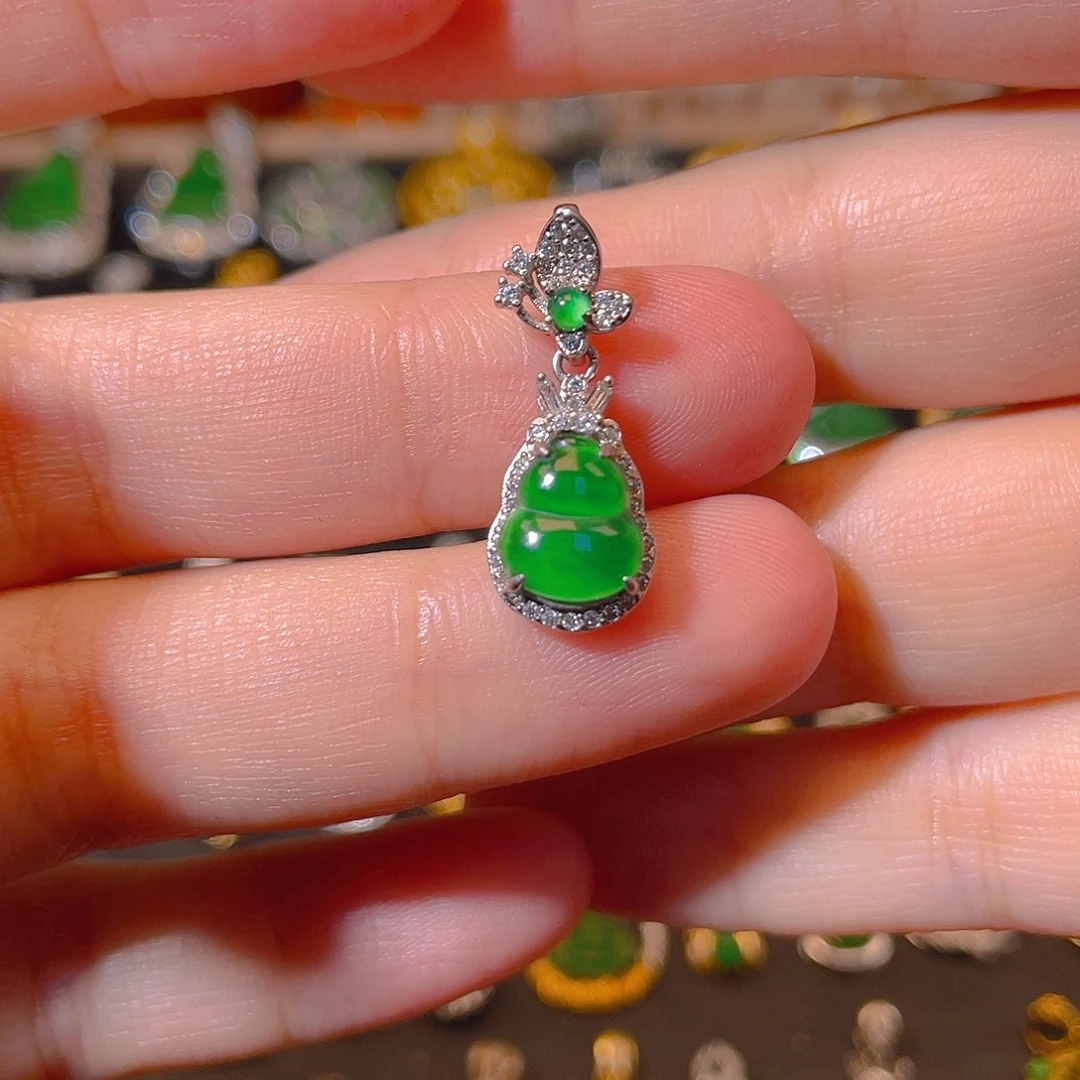 翡翠银S925镶嵌吊坠(不含链)