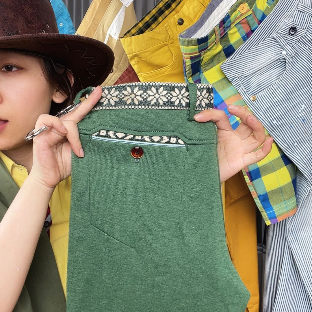 莱卡棉民族风绿色休闲裤男 33码