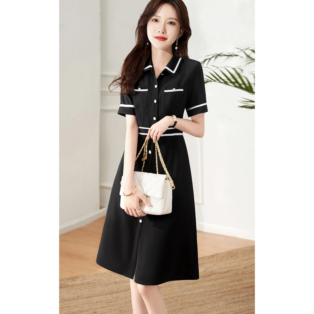 XWI/欣未【小香风连衣裙】2025夏季新款拼色精致短款小香风连衣裙