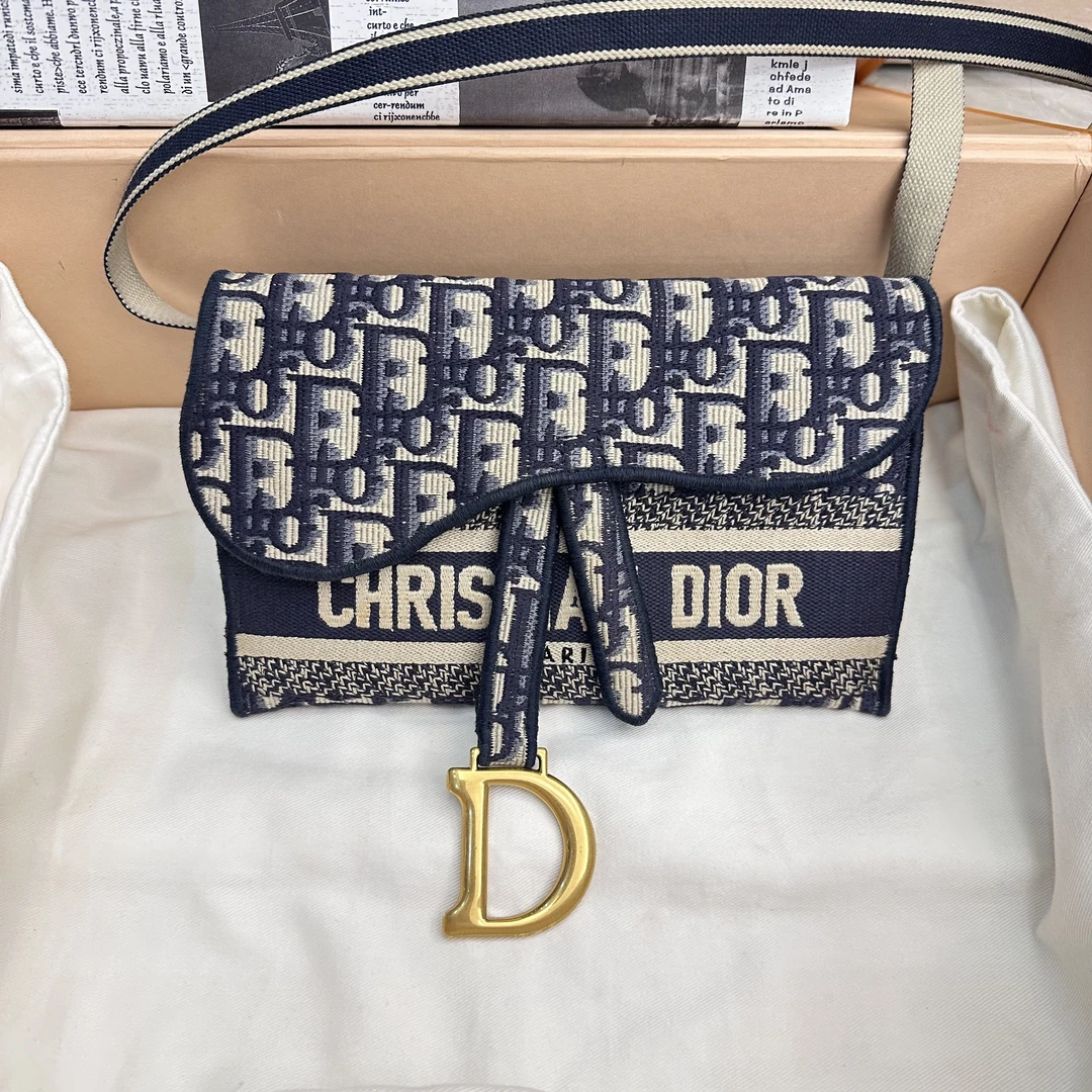95新 DIOR/迪奥 98新老花字母woc马鞍斜挎包