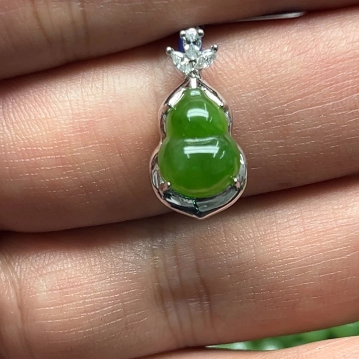 和田玉（碧玉）吊坠(不含链)银S925镶嵌