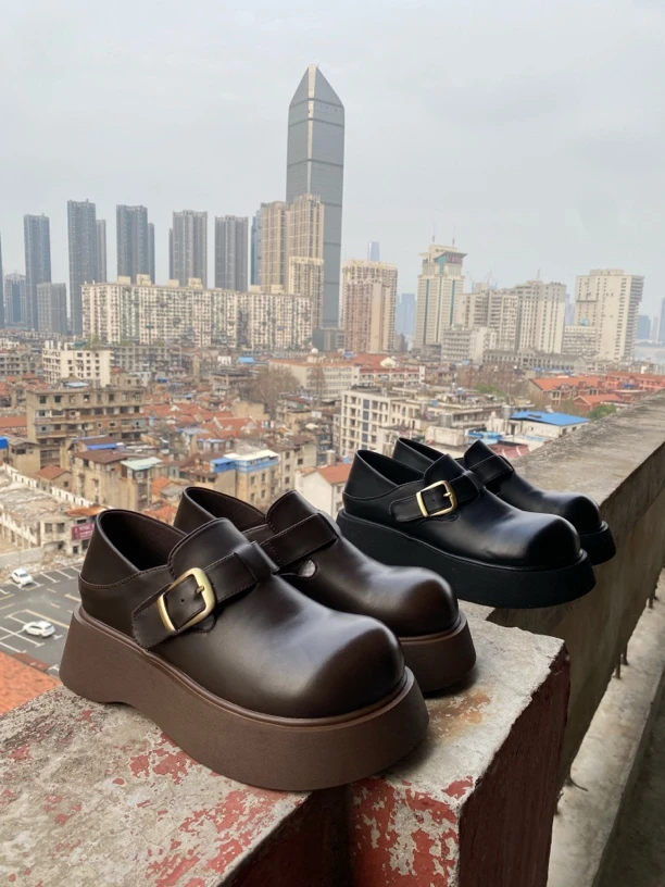 品牌5公分厚底牛皮博肯乐福鞋