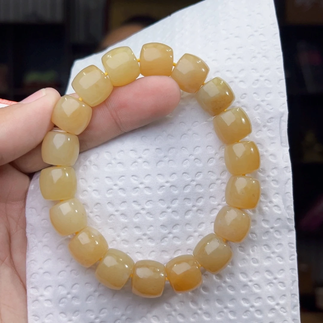 和田玉未镶嵌手串天然和田玉新疆且末金山糖玉卡12直切