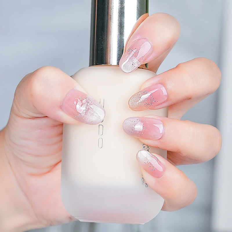 【粉霭流萤】FM3040手工裸色穿戴甲新款纯欲气质猫眼法式显白美甲贴