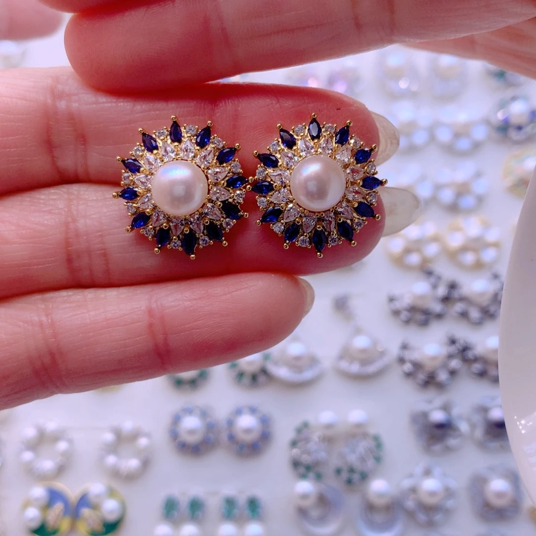 合金淡水珍珠耳饰