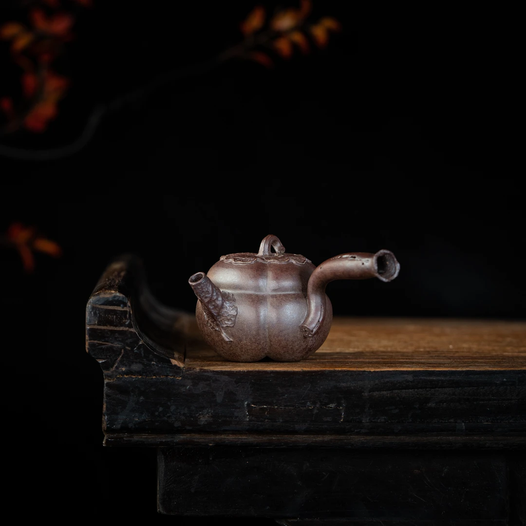 【玉呈窑】瑞柿鸿福 周莉制 青段柴烧 170cc 家用紫砂壶