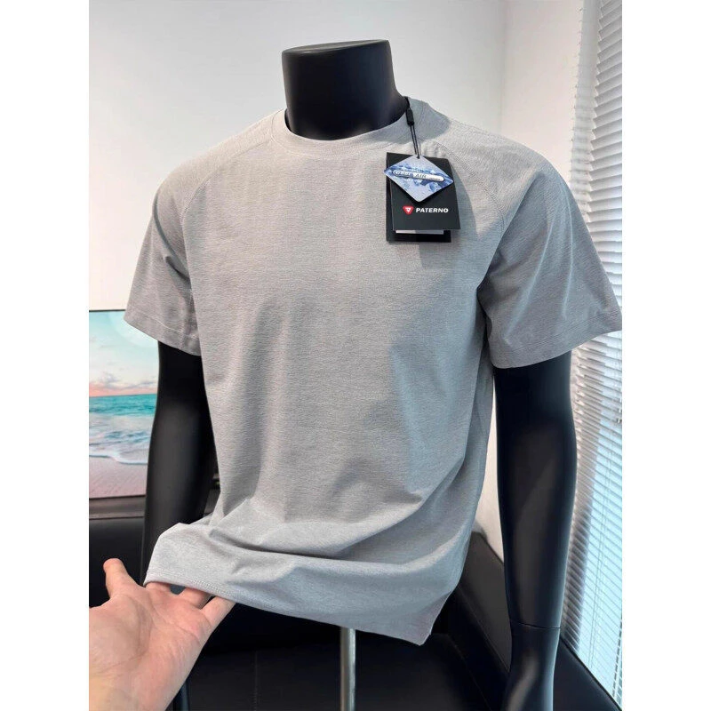 运动冰丝弹力健身速干短袖t恤男夏季潮牌美式显肌肉圆领半袖体恤