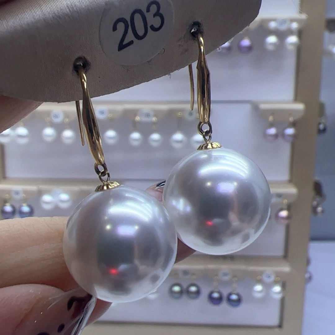 淡水珍珠耳饰18K金镶嵌