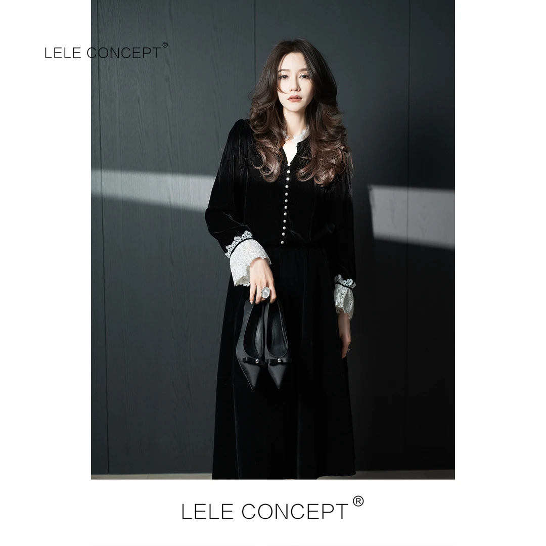LELE CONCEPT丨【超】一排扣白领丝绒衫S0802