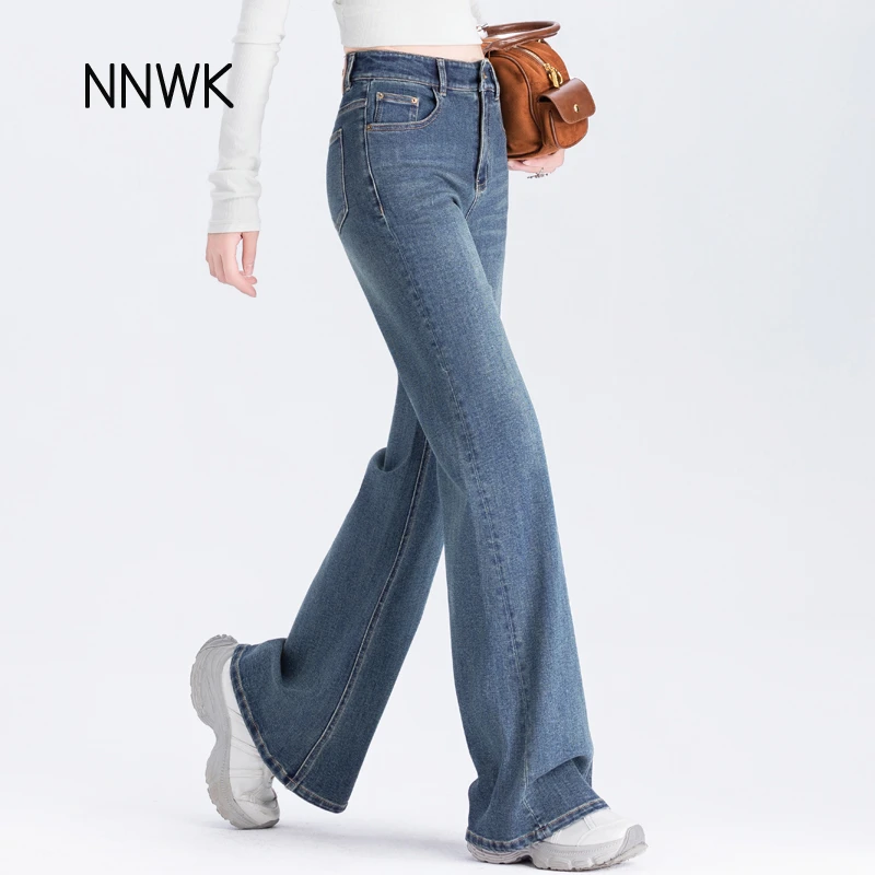 复古蓝喇叭裤女款爆款2025新款春秋季高腰微喇牛仔裤女显瘦长裤子