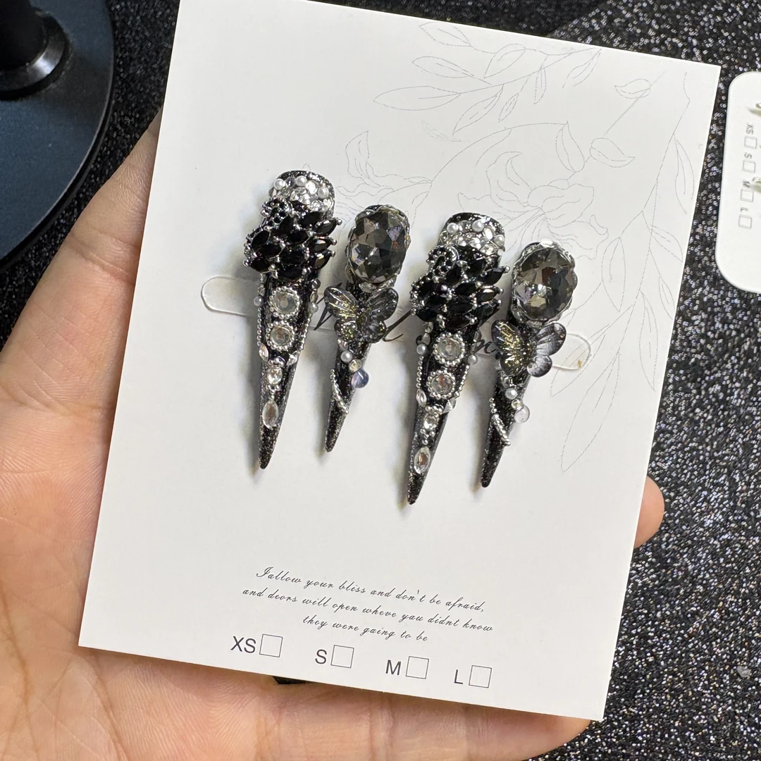 黑天鹅｜黑色定制手工穿戴甲立体黑天鹅嬛嬛护甲高级轻奢ins可拆卸