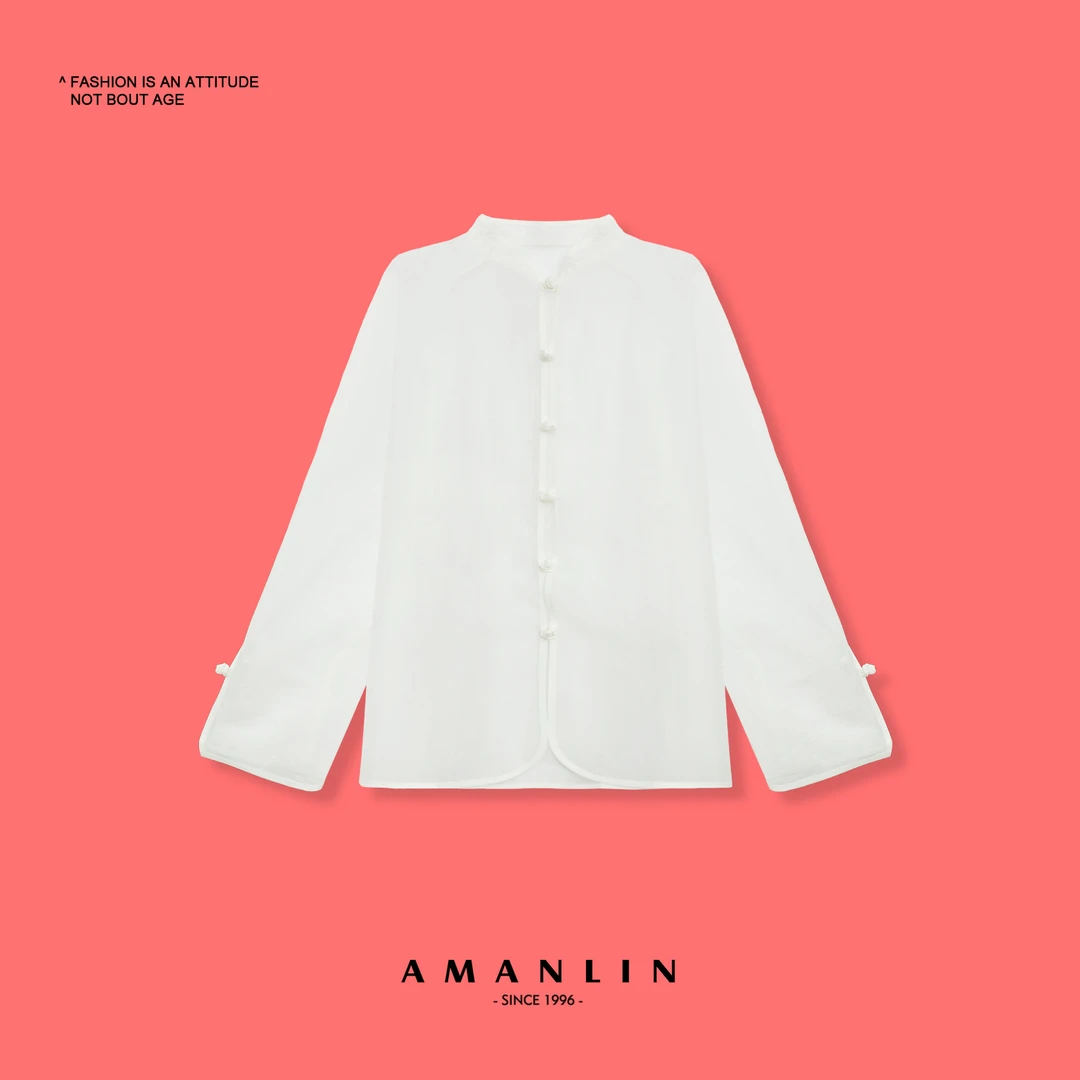 新中式国风盘扣纯色长袖宽松百搭上衣-LG591775