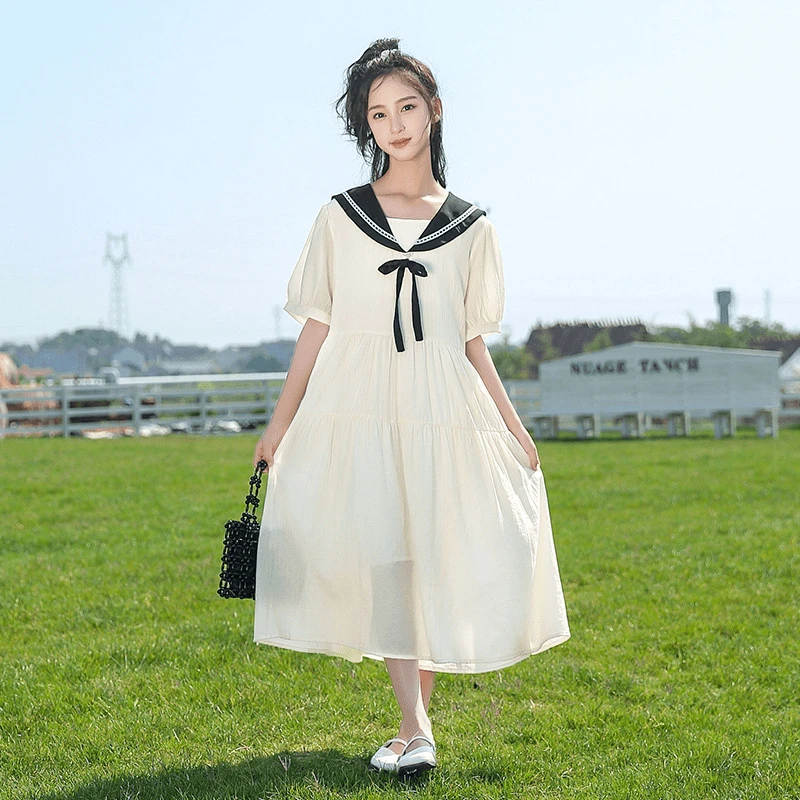 【1525人收藏】女童夏季连衣裙2025新款洋气学院风儿童公主裙中长