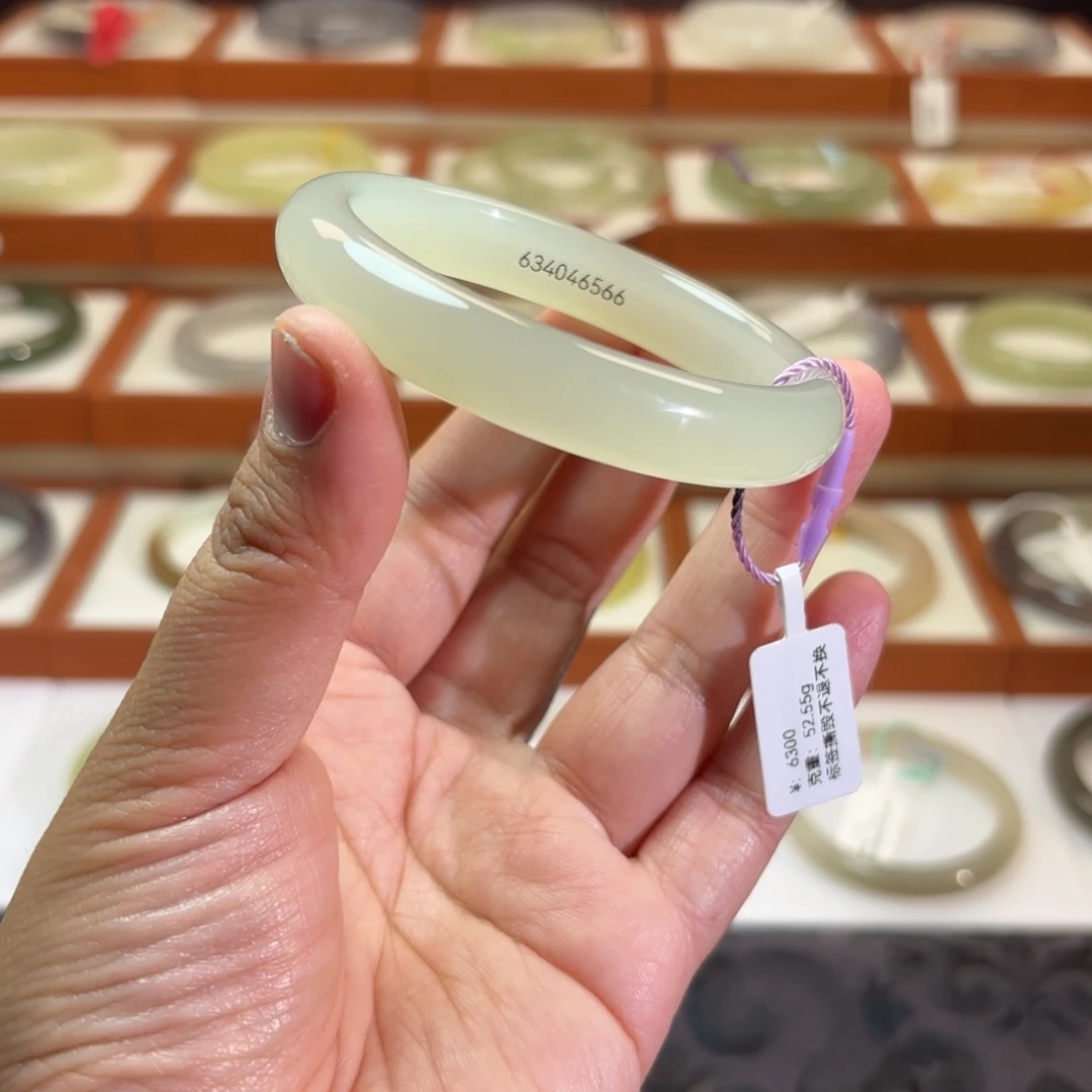 和田玉未镶嵌手镯高冰猫眼荔枝肉手镯