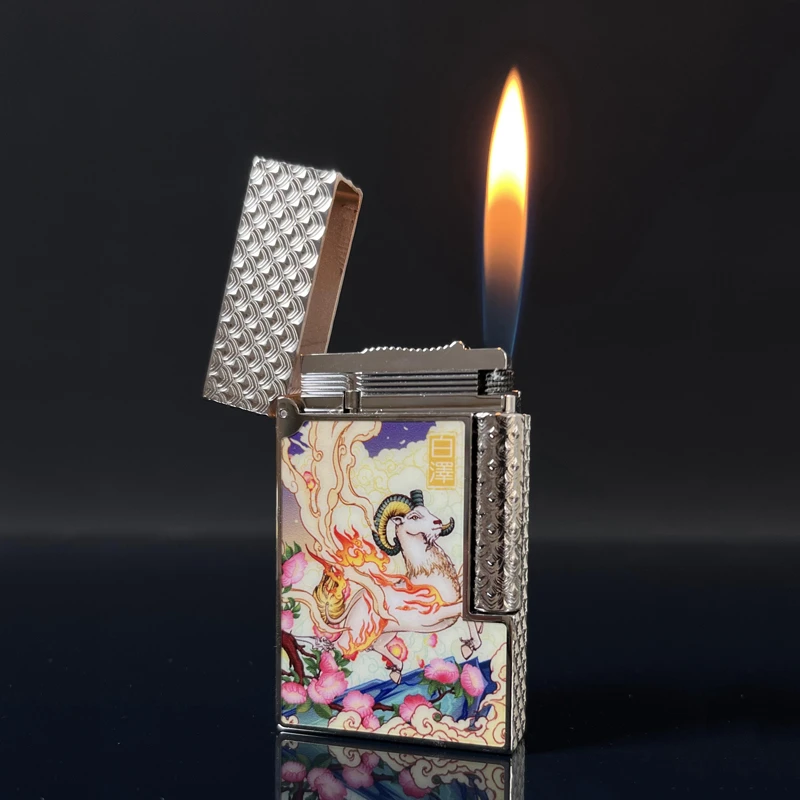 t法国打火机都柏特充气朗声打火机高档个性创意定制侧滑轮白泽