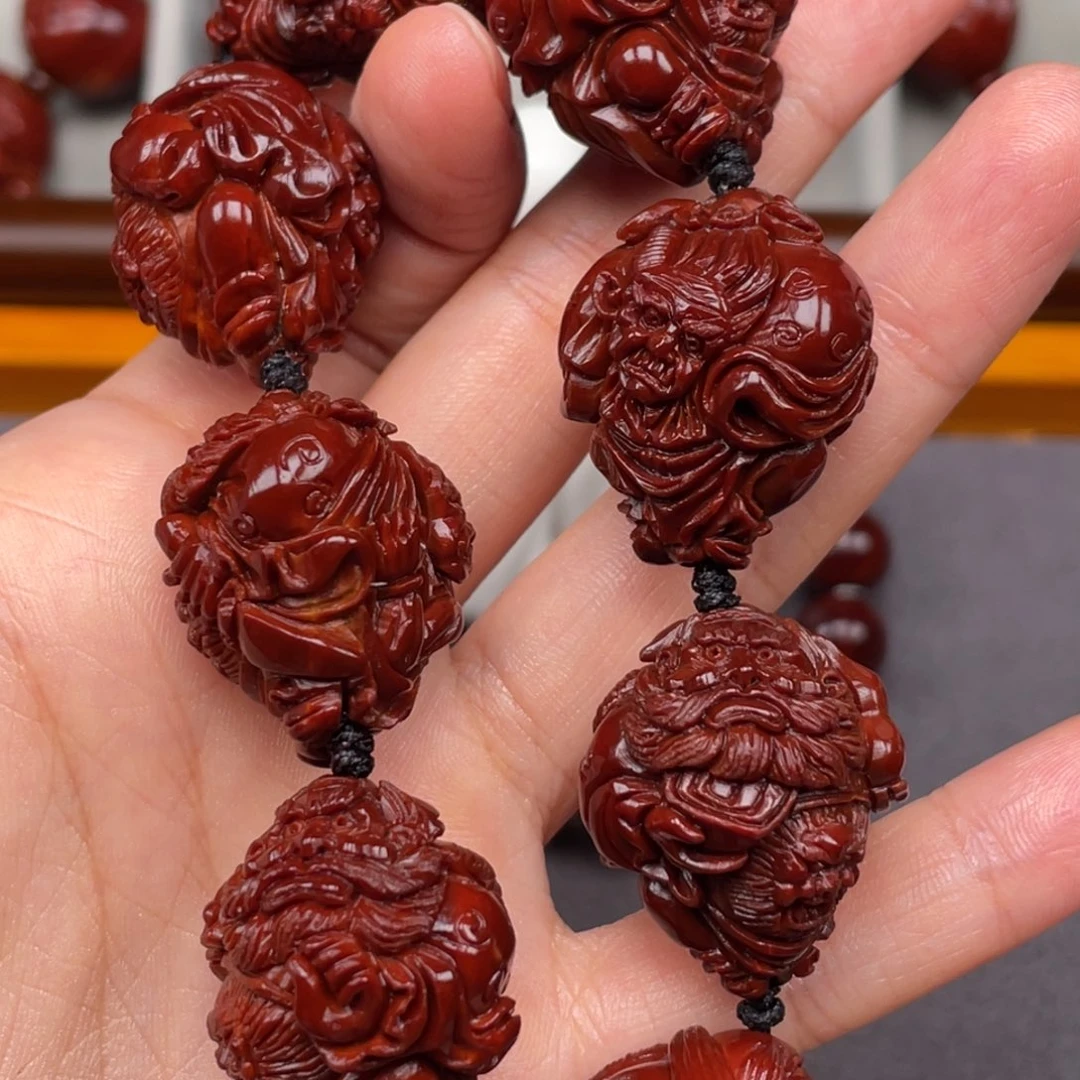 蓝***天橄榄核手串/手链钟馗