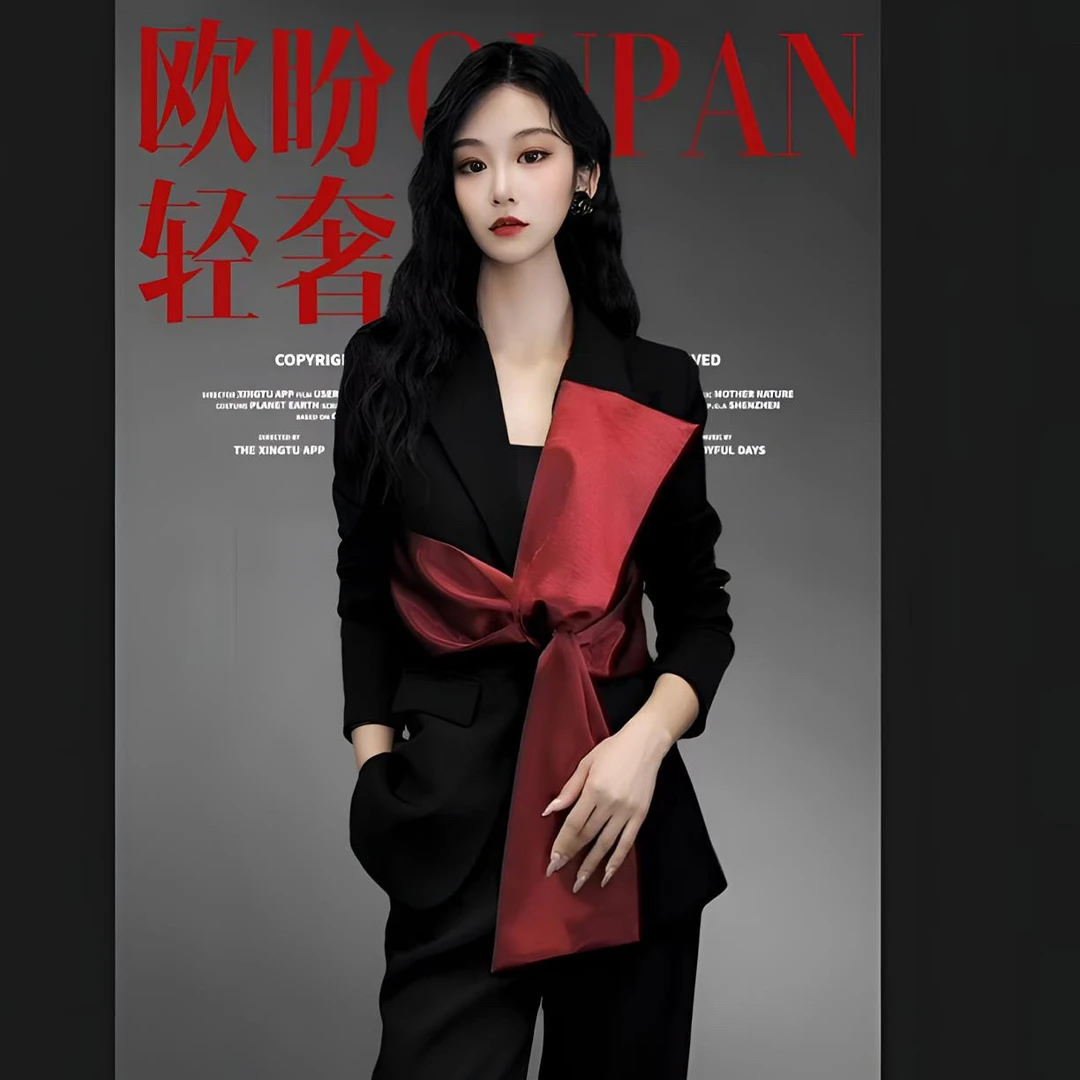 925/2025秋季高级感气质名媛长袖拼色套装/欧盼全品