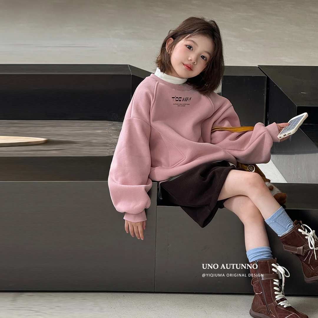 「UNO AUTUNNO」【冬日特调】暖冬绒女中大童冬季长袖印花卫衣CP140