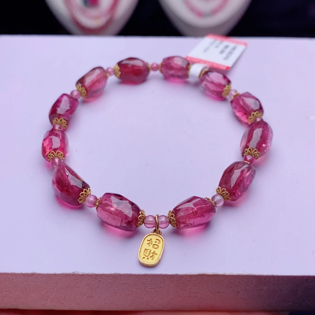 18K金镶嵌碧玺手链糖豆手链yy