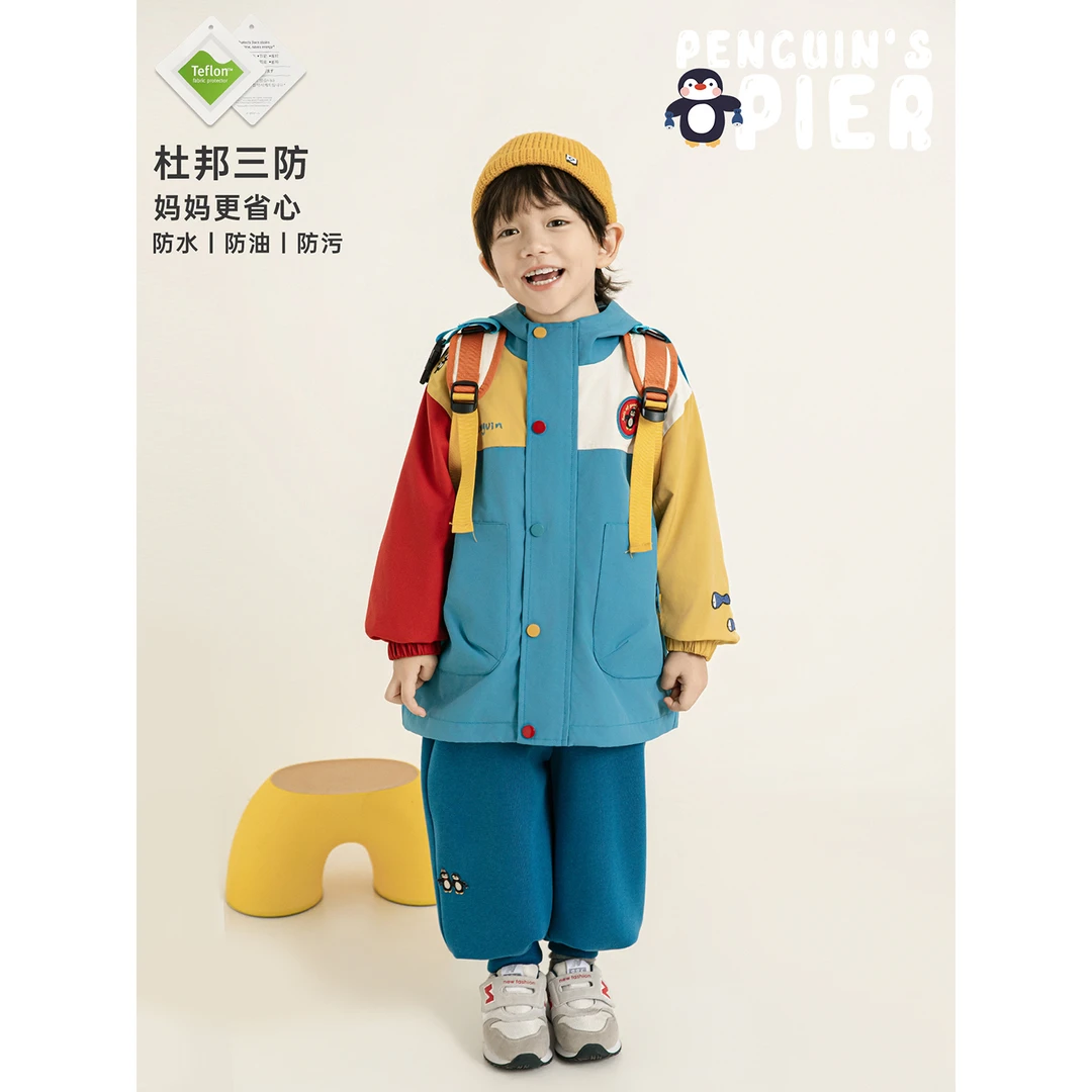 YOEHYAUL/幼悠秋三波【趣味企鹅】男童守护温暖亲肤软糯外套 N6273