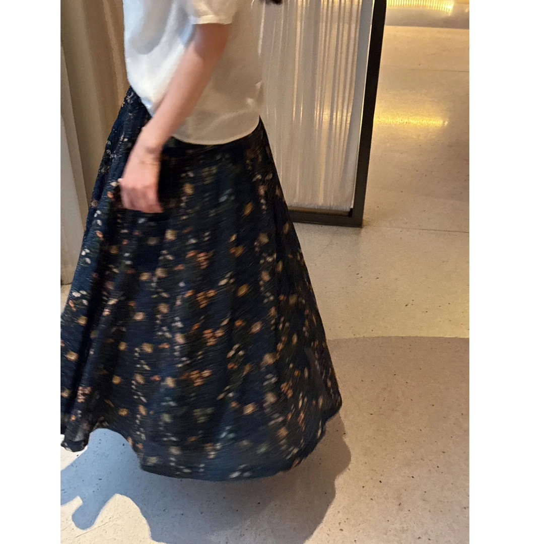 希娜 萤火之森 绝美文艺碎花A字半身裙