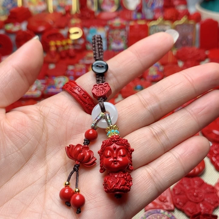 天然辰砂工艺品朱砂钥匙扣