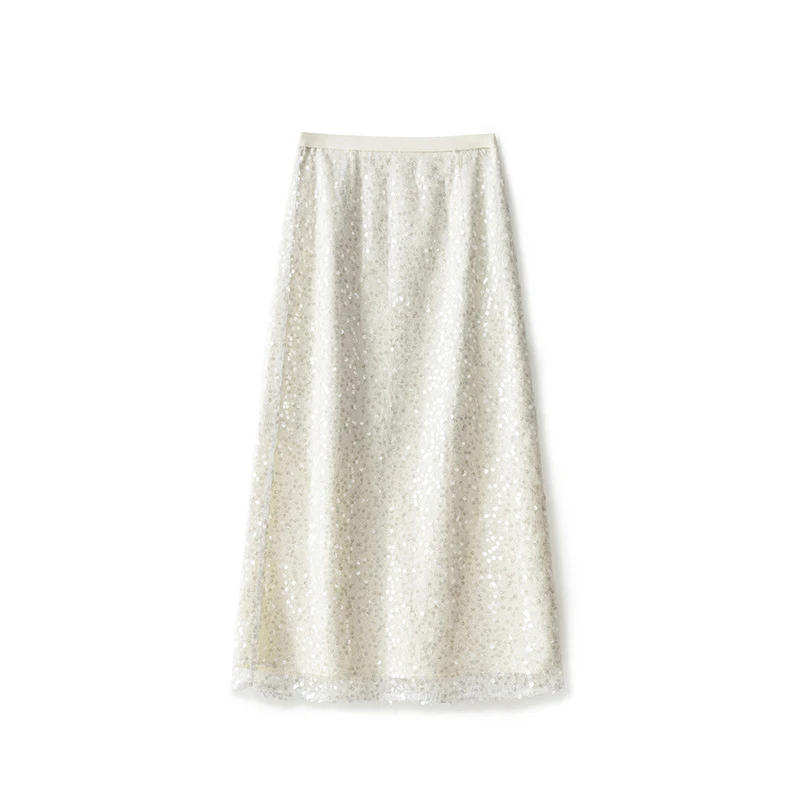 南油华丽重工亮片时尚高腰设计感气质名媛直筒半身裙新款-2501603