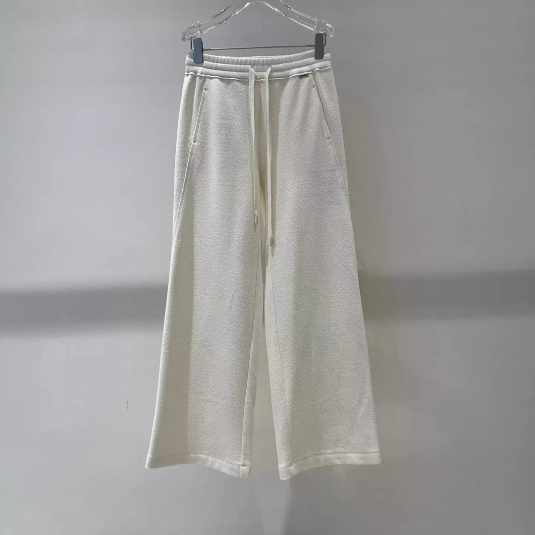 秋冬新款加绒保暖弯刀裤休闲裤高腰显瘦垂感松紧腰男女同款休闲裤