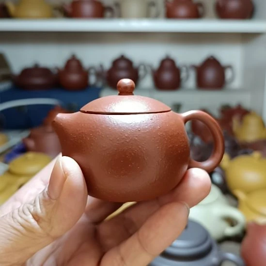 紫砂茶壶原矿红降坡西施内推100cc半手工