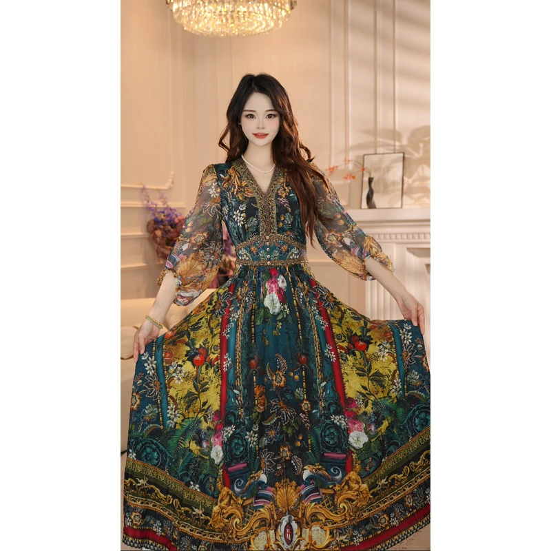 【绝代芳华】25年时尚名媛风优雅气质收腰高端连衣裙