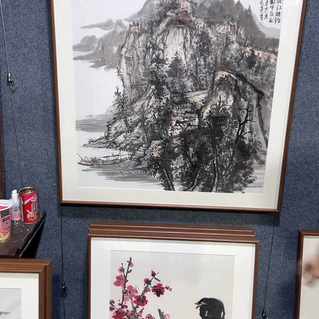 国画孙**亮手绘画作品带框