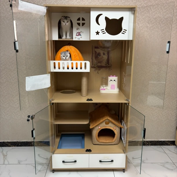 18毫米厚度工厂实木加厚背板环保实用家用室内宠物猫别墅猫屋猫柜