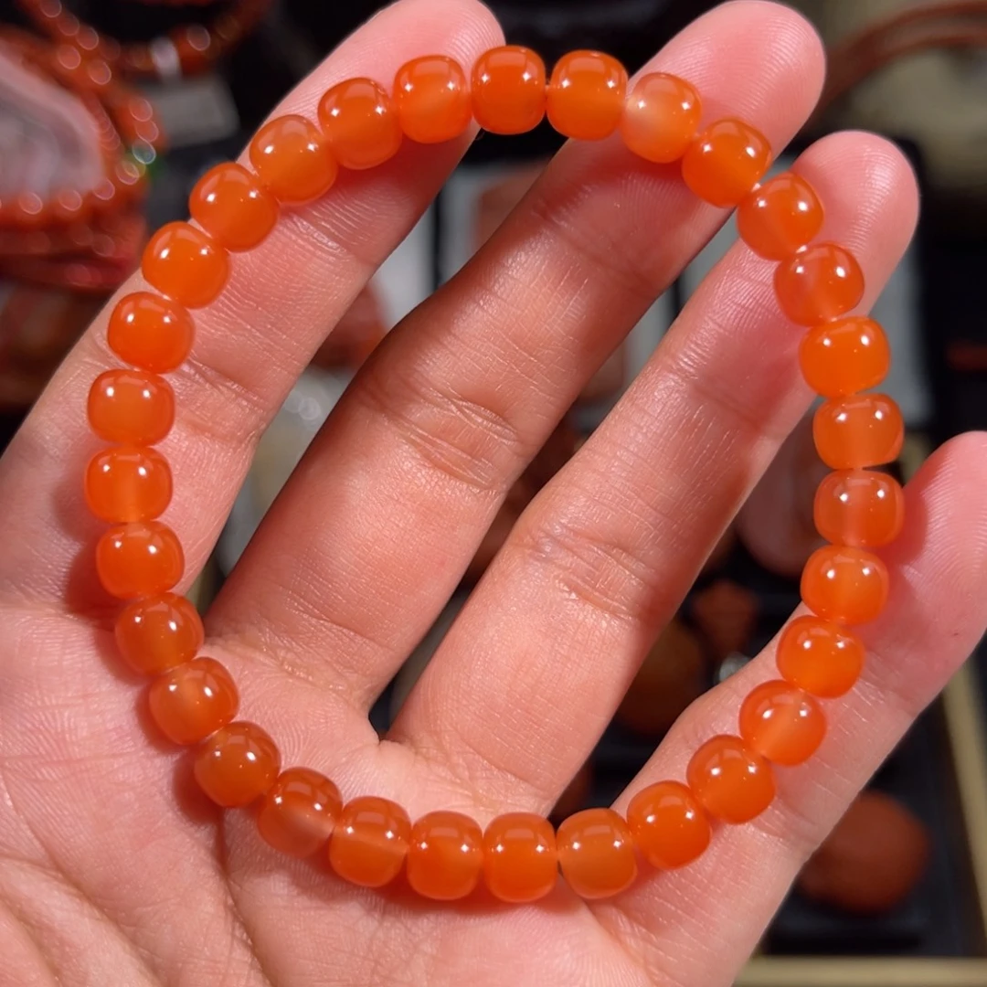 南红玛瑙未镶嵌老形手串6.9左右