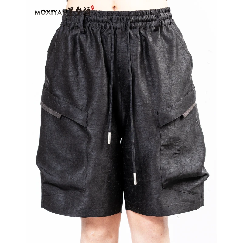【墨夕颜】2025新款桑蚕丝香云纱男装  重工黑龟工装短裤MH-810