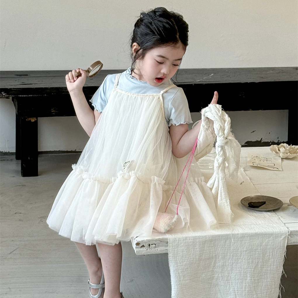 韩版甜美吊带大裙摆纱裙仙仙女童公主裙