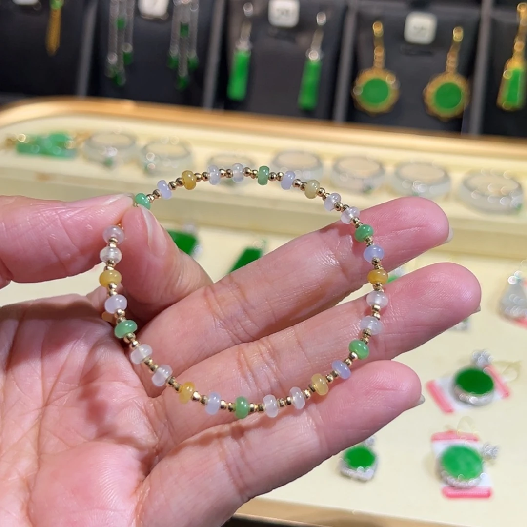 翡翠18K金镶嵌颈饰手链