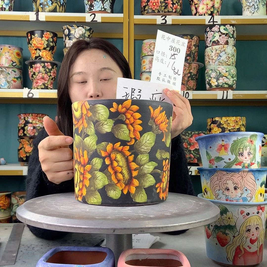 陶景德镇手工花盆300