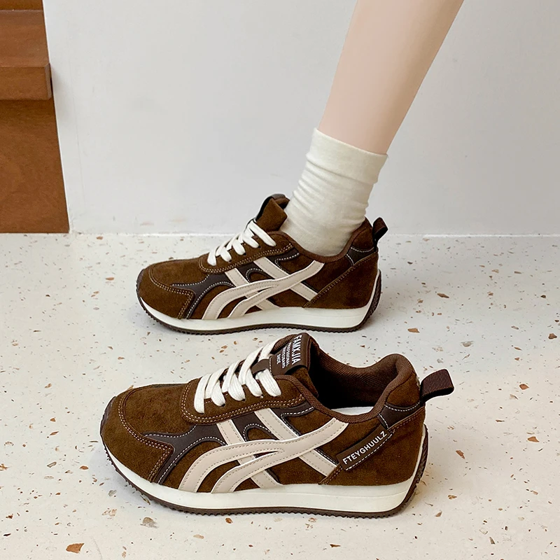 【增高5CM】厚底内增高德训鞋女2025秋冬新款百搭运动休闲阿甘板鞋