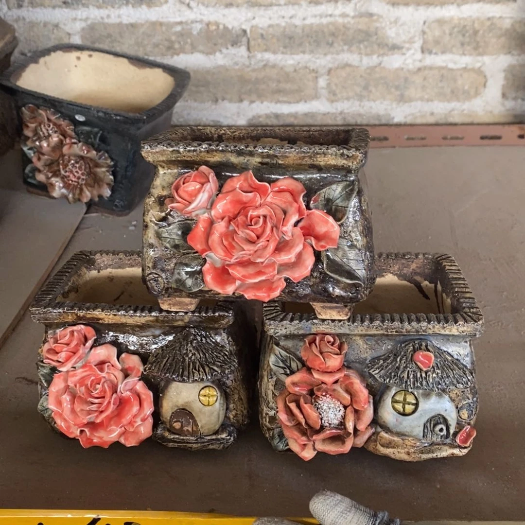 红陶青藤花器多肉花盆