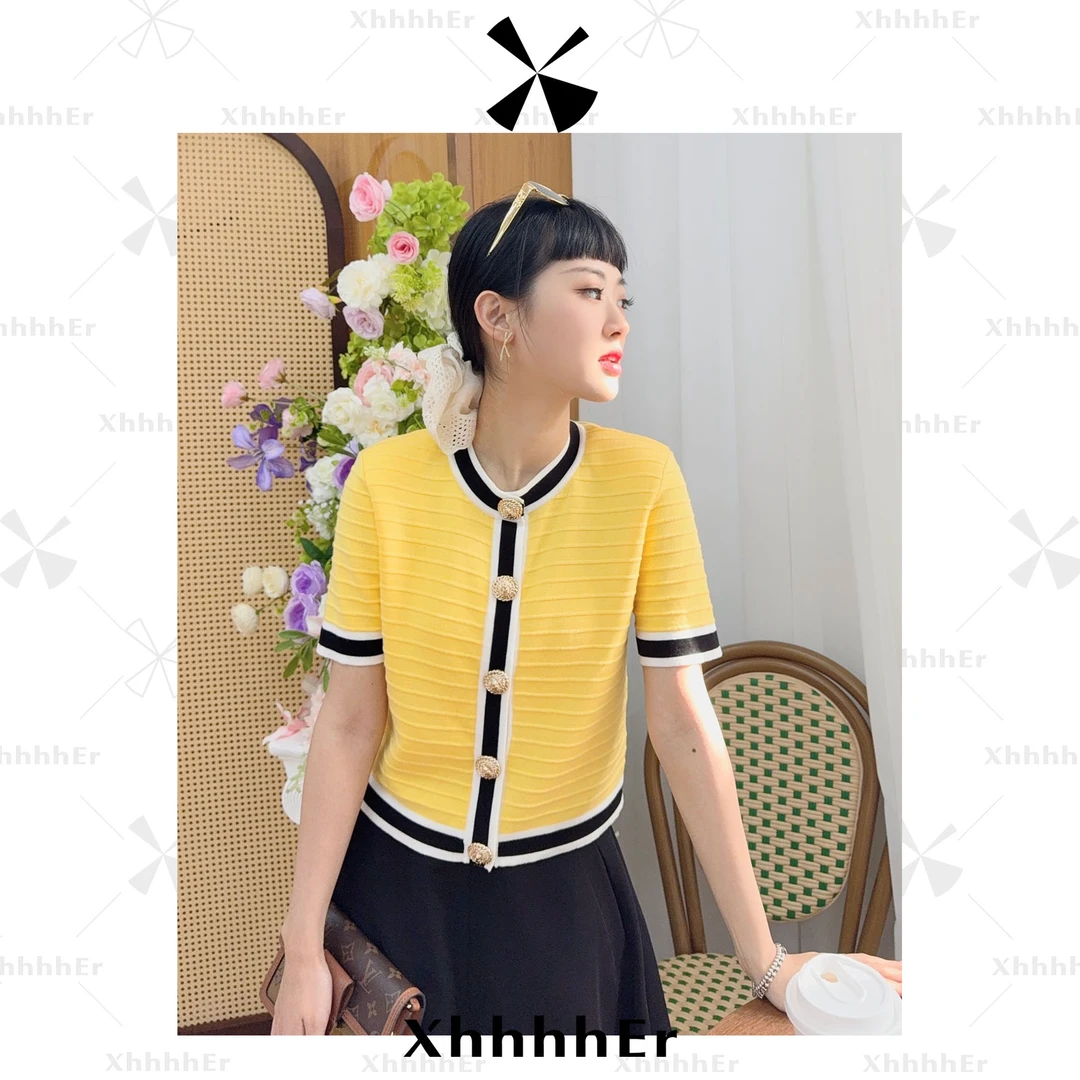 辛儿/小个子 夏日设计感纯色气质名媛小香风上衣XY2063