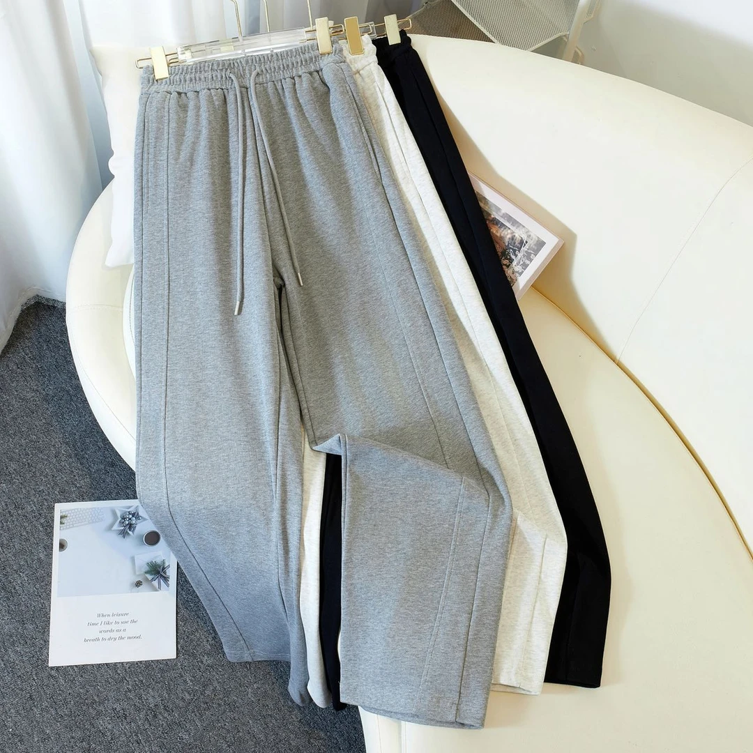 B 门店4&59！漫画腿休闲裤」修腿神器窄版显瘦百搭直筒阔腿裤C23528