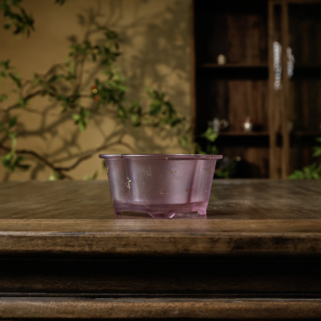 【陶珊居】琉璃紫金海棠水方15.3*12.3*7.5CM(满容400ML)（心缘0079）