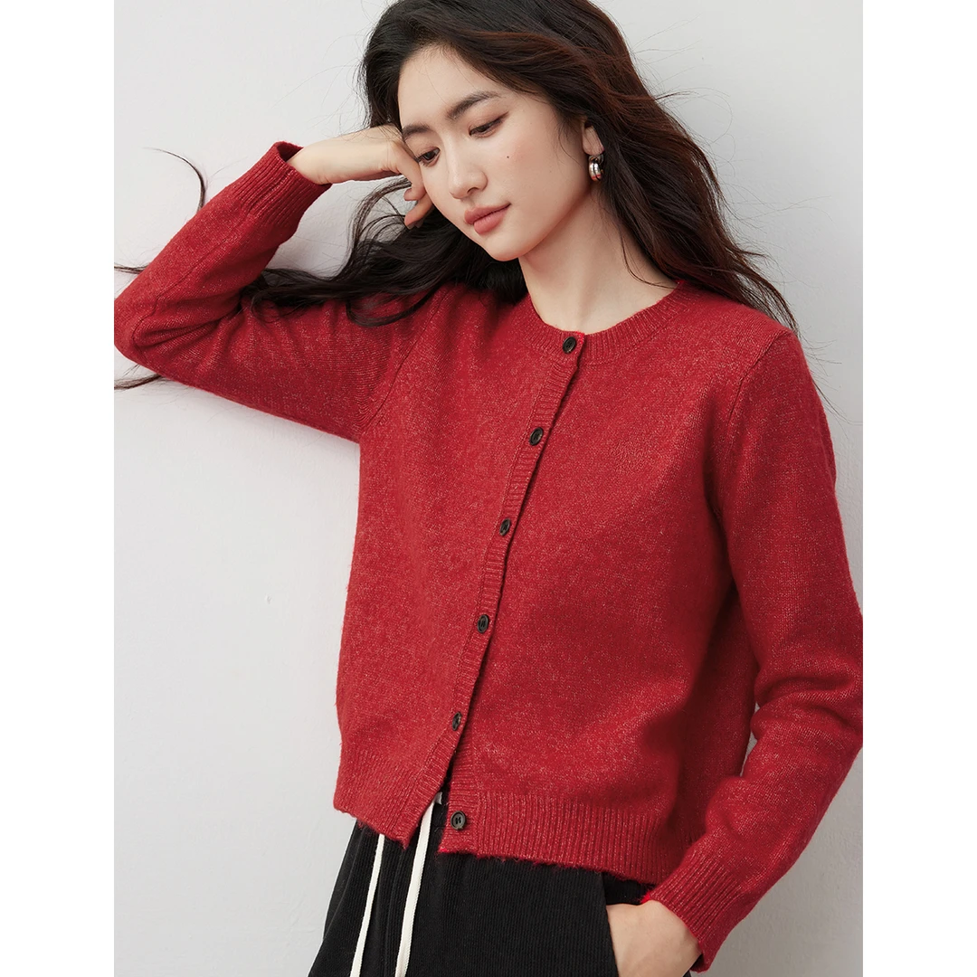 2811【女乔专享】朗文斯汀长袖圆领刺绣提花针织开衫DTMZ5509B12811