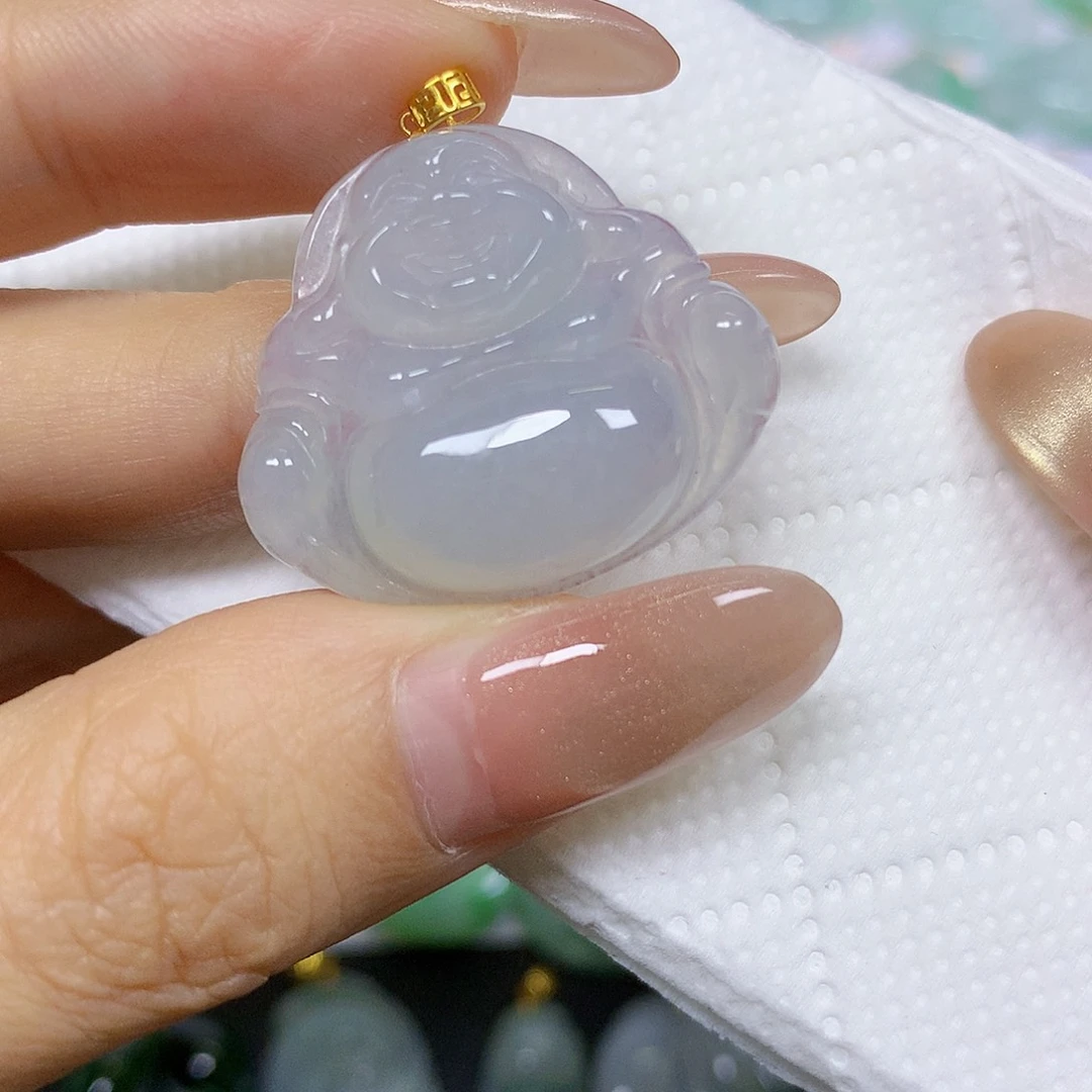颈饰18K金镶嵌翡翠挂件