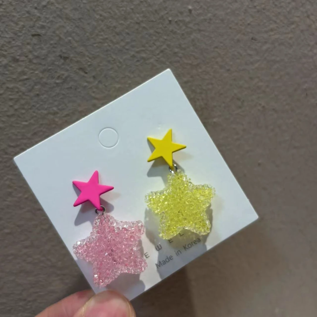 合金耳饰 韩国砂糖撞色星星耳钉R281