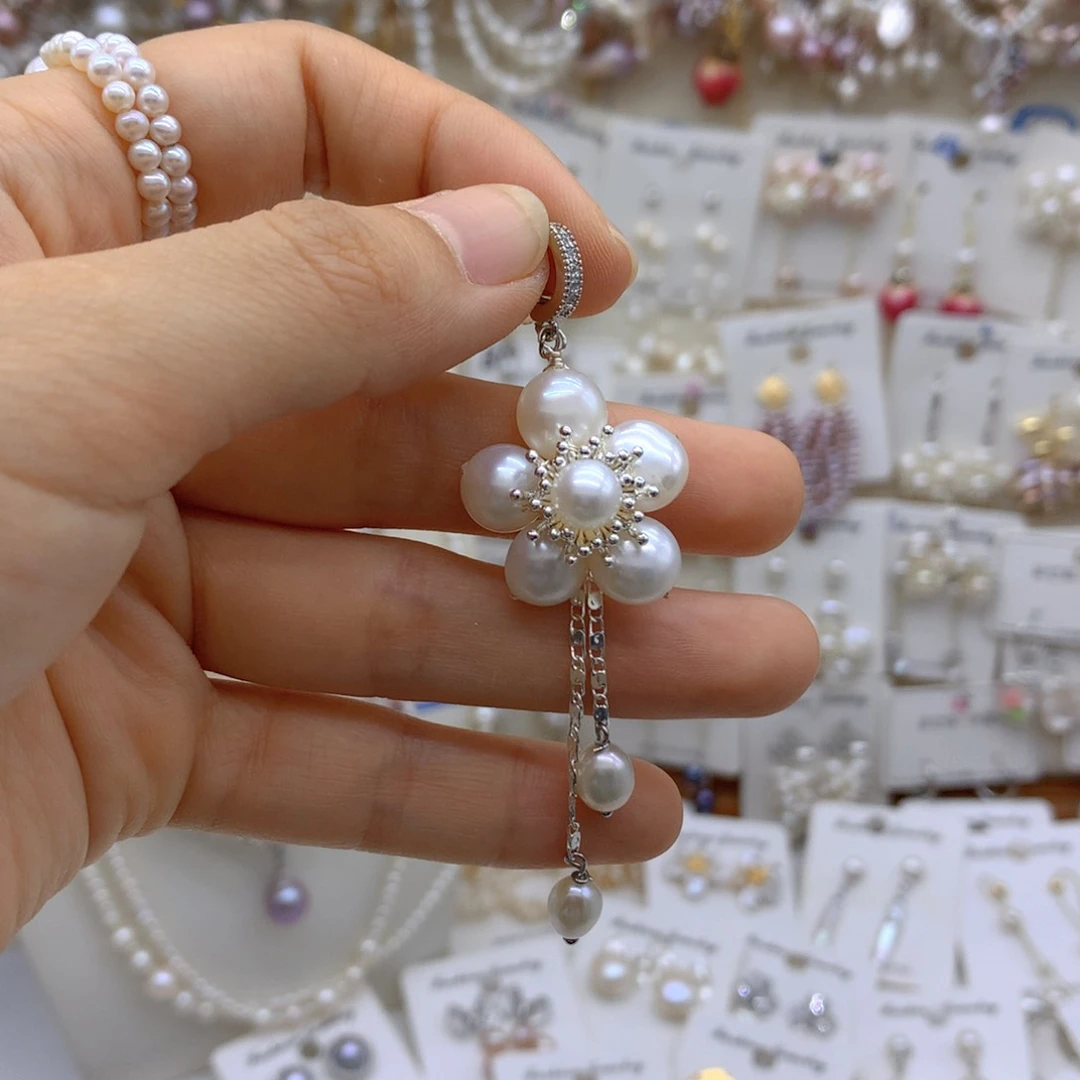 合金淡水珍珠吊坠