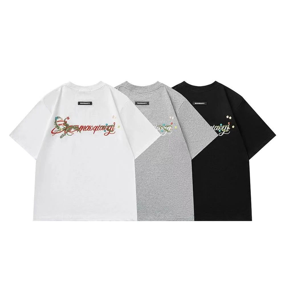 夏季新款刺绣美式复古设计感活页解构短袖宽松简约百搭半袖-25155